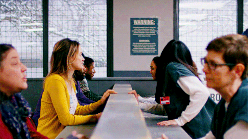 itspiperchapman:“Alex takes a seat across from Piper, no barriers between them, they touch hands bri