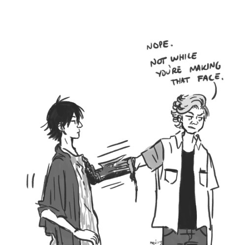 supergendertime:i feel like this happens a lotThis is now canon in my head. I love Eiji’s goof