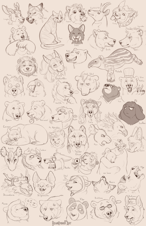 At the end of the year I try to doodle as many of my direct supporters characters/animals expression