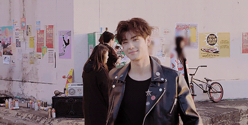 eunwooz:  ur in the hallway and ur crush waves at u like this and says hi ever so heavenly like this (ur crush is this man in the gifs) wwyd?