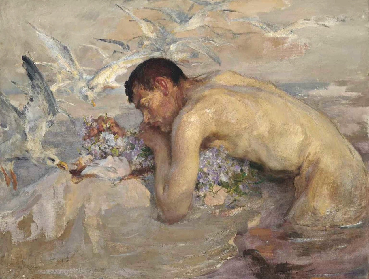 The Merman and the Maid / Little Marmaid. Oil on Canvas. 86.4 x 111.7 cm (34 x 44