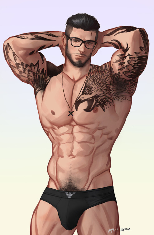 mylkichoco: Gladiolus Amicitia as a model and with eyeglasses :3 y’all know it has a dick out variat