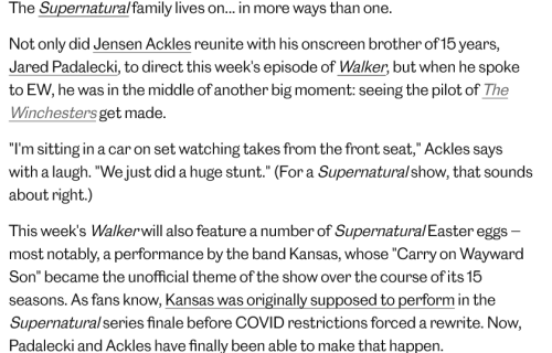 Jensen Ackles talks to EW about directing Walker