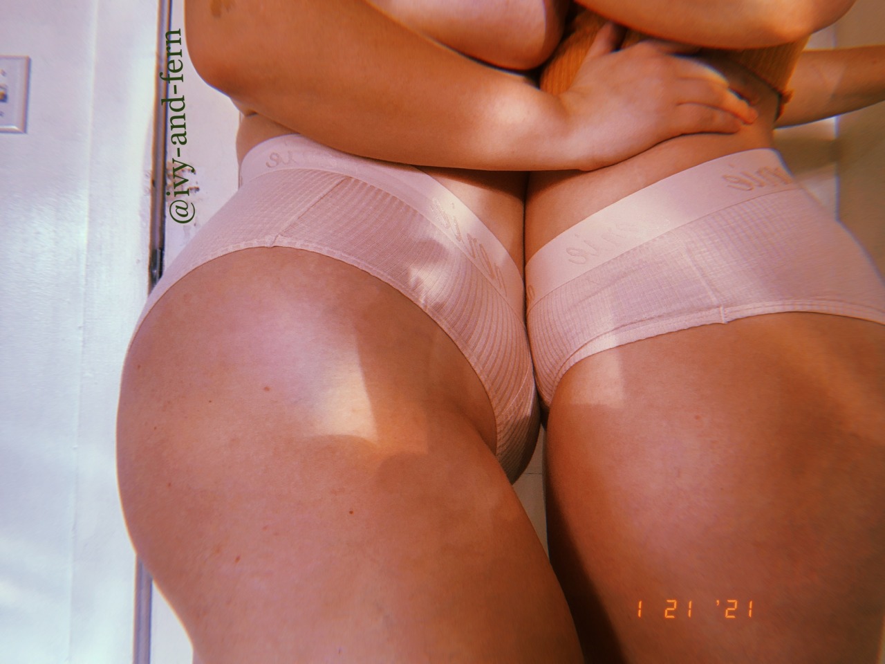 ivy-and-fern:She decided to take pics with me!  And then we realized we were wearing the same exact undies!!!  (They didn’t stay on for much longer after these pics were taken ;))- Ivy 🌲🌲🌲