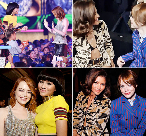 iwouldvebeendrake01:  EMMA STONE &amp; ZENDAYA COLEMAN Backstage at Nickelodeon’s 28th Annual Kids’ Choice Awards (March 28, 2015)Louis Vuitton Womenswear Fall/Winter show during Paris Fashion Week (March 6, 2023)