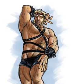 coelasquid:  Folks kept asking for Government Shutdown/Apocalypse Survivor Commander without the welding mask thing because they think he looks hot and you know what, sure, I’m in a good mood, why not.Here’s your booty-shorts Road Warrior grizzly