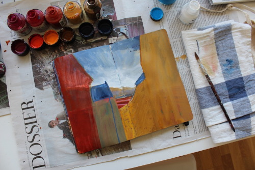missydunaway:  This painting started off as a sandstorm in Morocco, but changed course and now it’s on its way to Stockholm.  
