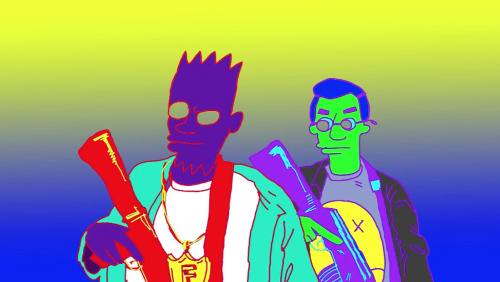 bartkira:  Some screengrabs from Lisa Ramsey’s incredible Bartkira-inspired music video for Girl Talk and A$AP Ferg.  