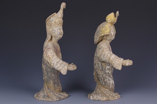 Two Chinese Tang dynasty musician figures