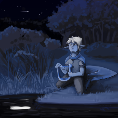 Linden the bard, having a quiet moment thinking about his friend. He&rsquo;ll see you again, som