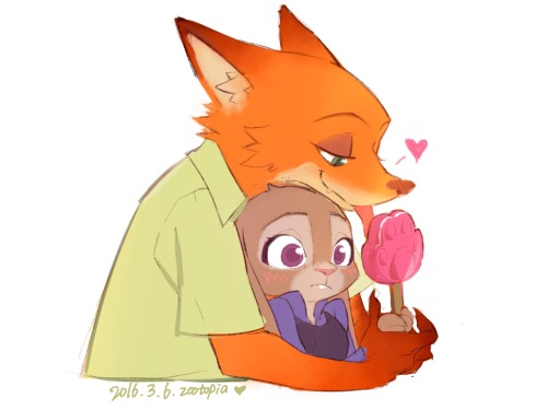 gugugudraw:  >_<zootopia好好看 狐狸兔子太甜了！ 