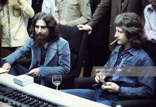 George Harrison and Pete Ham in the studio control room, September 1971; photo by Michael Putland/Ge