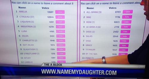 haha-woww:  redditfront:  top names to name your daughter  haha…. woww….
