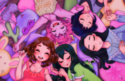 ringmasterxred:the girls of bnha have a sleepover!