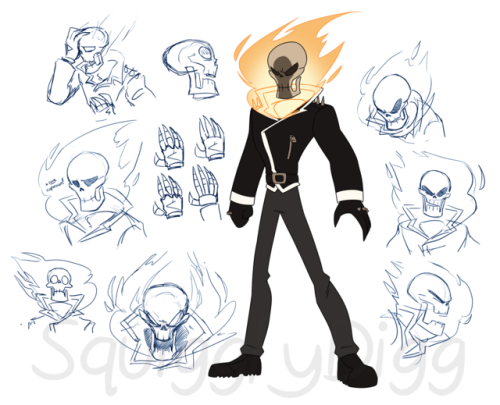 squigglydigg: Updated Johnny &amp; Ghost Rider designs for Ghost Rider: Re-Imagined!!  Thes