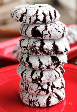 im-horngry:  Vegan Christmas Cookies - As Requested! X Chocolate Peppermint Crinkle Cookies!