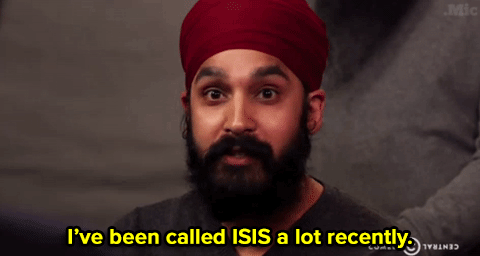 micdotcom:Daily Show correspondent Hasan Minhaj, who is Muslim, sat down with Sikh American and arti