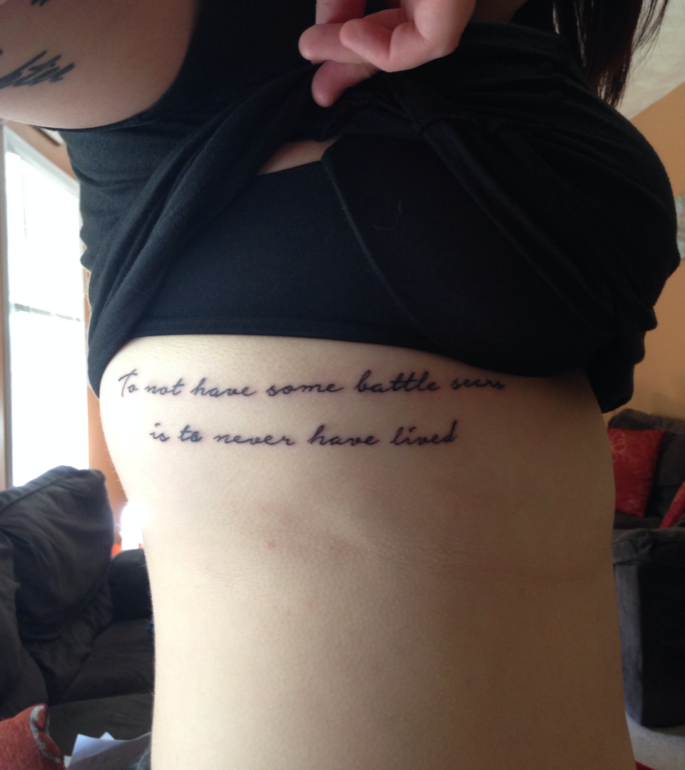 blackwingsbrownleather:  Forgot to post these. New tattoo!  &ldquo;To not have