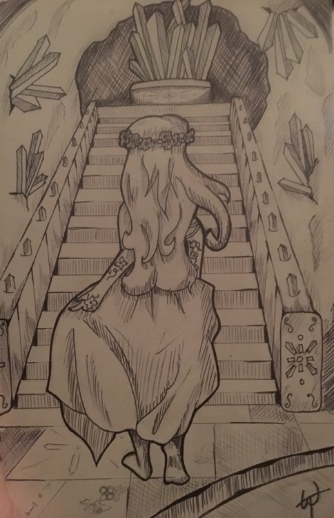 Inktober Day 1 The Spring Witch in the Crystal Caverns The stairs of the caverns led straight to the