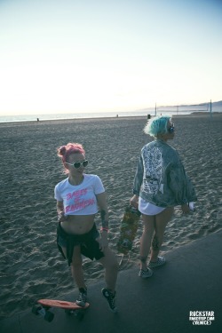 theblondelocks:Girls being girls by the beach