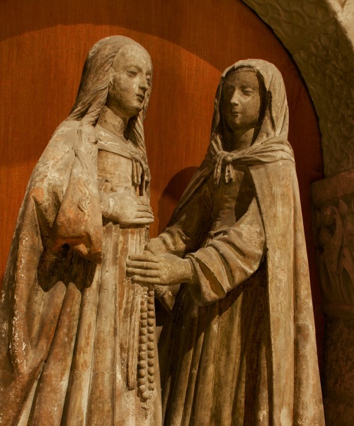 This sculpture in Glencairn’s Great Hall, from 15th-century France, depicts the Visitation, th