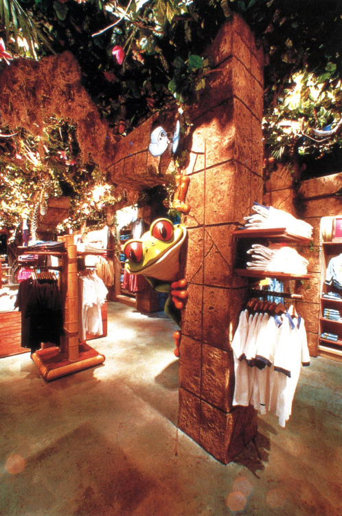 newwavearch90:  Rainforest Café - Arizona Mills & Disney Village Marketplace (1997 & 1996)Designed by the Rainforest Café Design Division teamScanned from ‘Theme Restaurants’ by Mike Kaplan (1997) & ‘American Theme Restaurants’