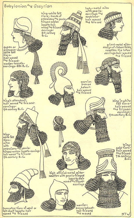 sartorialadventure:  Hats and hairstyles of the ancient world. (Click to enlarge) 
