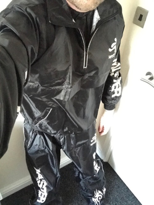 New PVC waterproof sweat suit for the weekend!