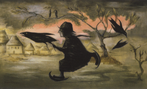 amare-habeo: Leonora Carrington (British-Mexican, 1917 - 2011)Crow Catcher, 1990oil on canvas via&nb