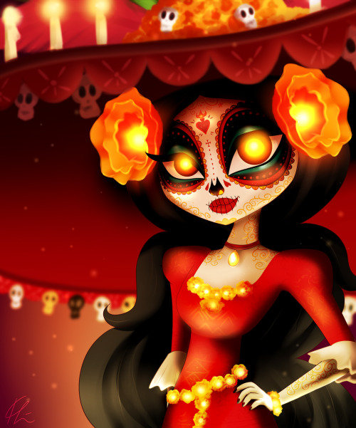 lolepopenon-art:Death in Beauty - La Muerte by lolepopenon  La Muerte for my little art assignment! Wanted to spend more time on this, but i kinda ran out of it so hahahah yeah. Enjoy!  OMG baby…. *0*