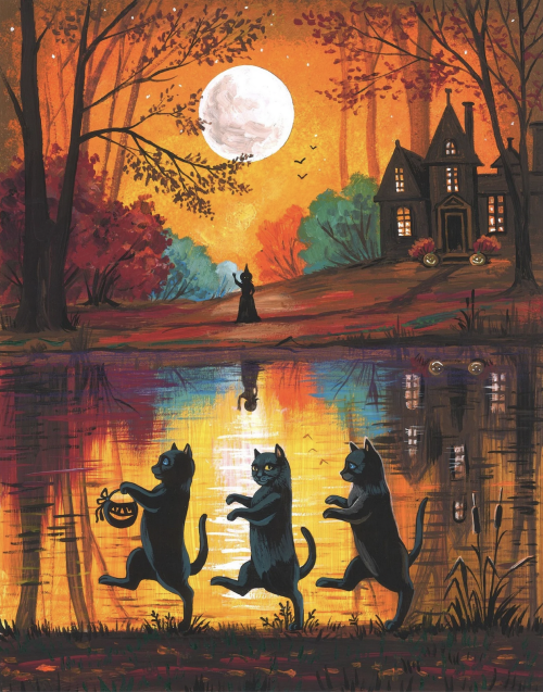 Halloween Cat Art Prints By RytasArtWorld