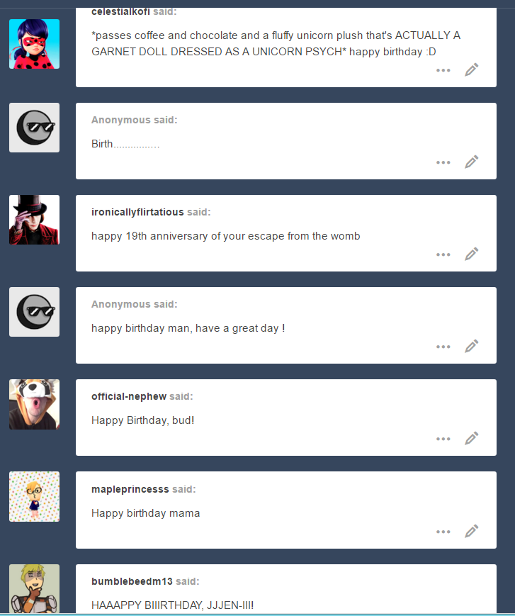 AHHHHH THANK YOU ALL SOSOSOSOSOSO MUCH IM HAVING SUCH A WONDERFUL DAY!!