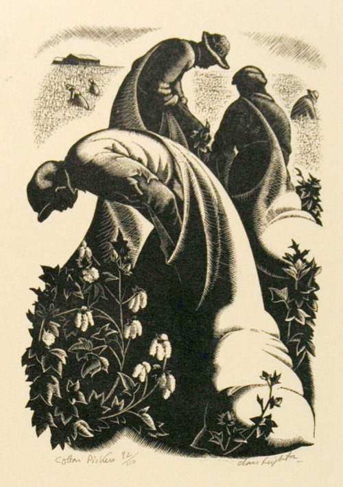 topcat77:  Clare Leighton b.1898 British printmaker Cotton Pickers Wood engraving