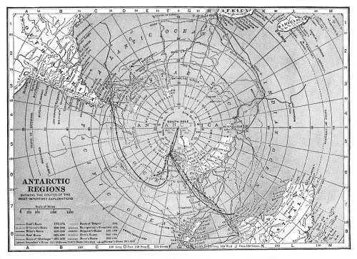 Map of the Antarctic regions with routes of the most important explorations | 1922