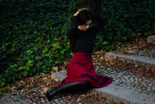 Fashion blogger Ioana Grama in Casadei over-the-knee boots