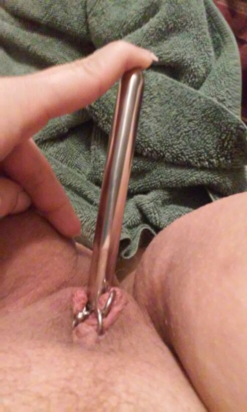  pussymodsgalore Urethral Play, Urethral sounds are inserted into her pee hole, first
