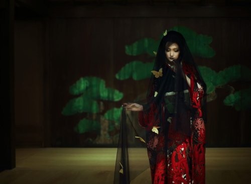 Heavy Jigoku shoujo vibes for this photoshoot by Ayano Sudo, staring this luscious higanbana (red sp