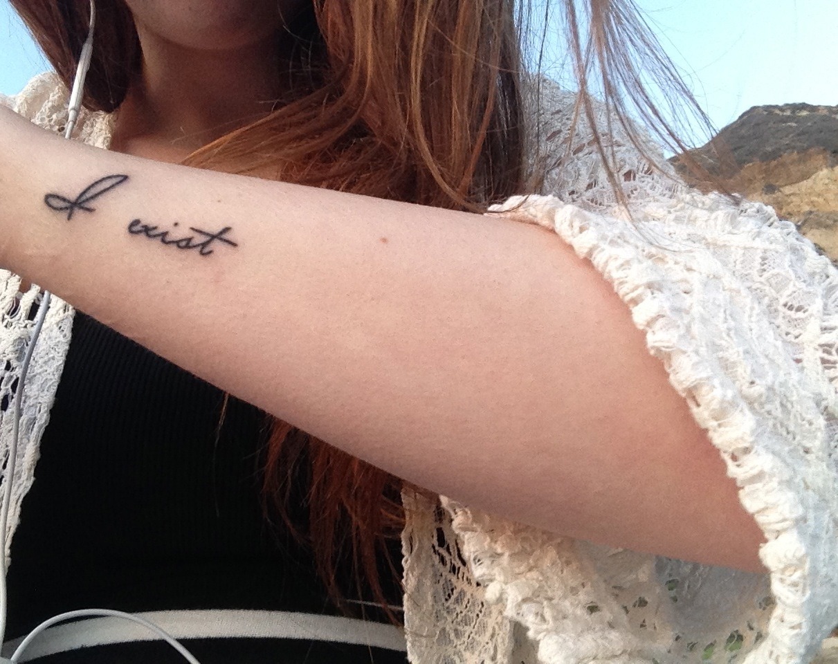 fuckyeahtattoos:  &ldquo;I exist&rdquo; — a little reminder not to take