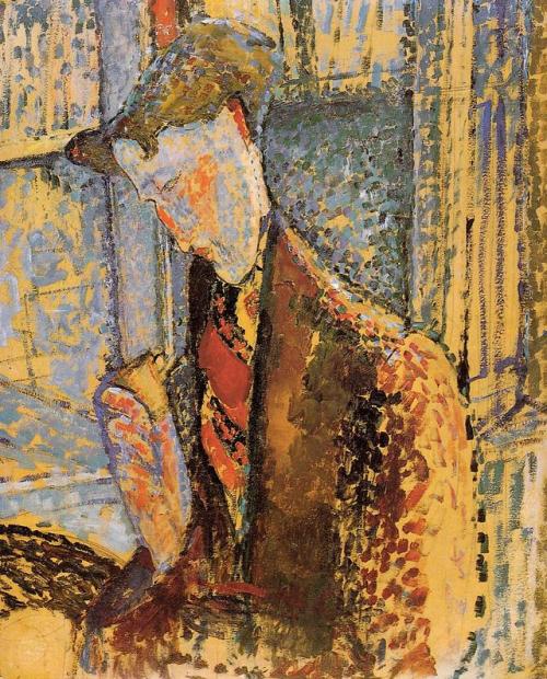 artist-modigliani:Portrait of Frank Burty Haviland, 1914, Amedeo ModiglianiMedium: oil,cardboard