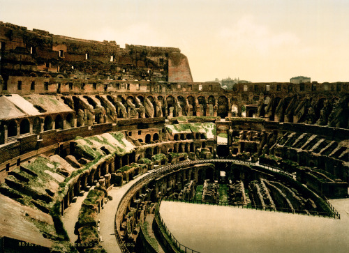 ancientart: Interior view of the Colosseum, Rome, Italy, photomechanical print taken between ca. 189