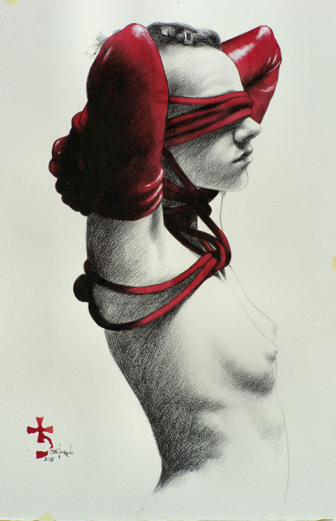 Saturno Buttò (Italian, b. 1957, Portogruaro, Venice, Italy) - Maya II, 2012  Pencil, Oil on Arches 