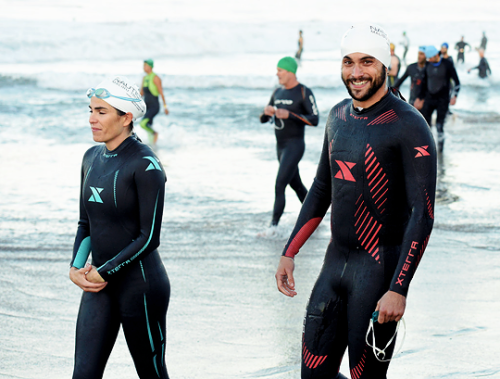 Conrad Ricamora, Karla Souza and Jack Falahee participate in the Nautica Malibu Triathlon on Septemb