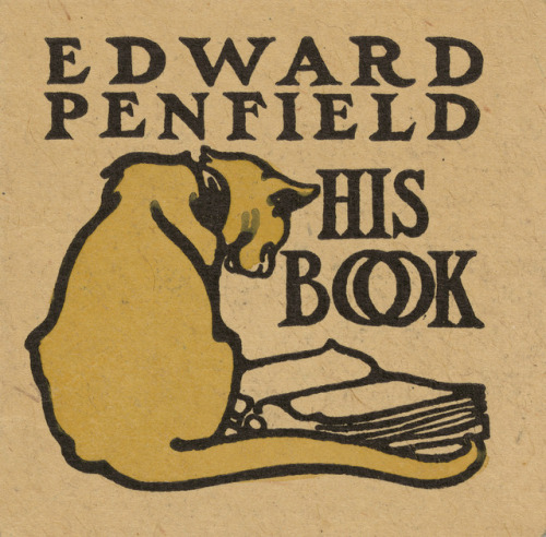 Edward Penfield / His BookEdward Penfield (American;1866–1925)Bookplate (color woodcut), ca. 1900–25