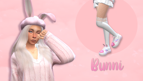 ღ Bunniberet | bunny ears | hair (patreon) | hairline | sweater dress | septum | eyelashes | eyebrow