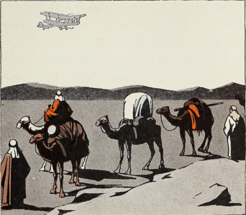 nemfrog: A biplane flies over the caravan. Our Little Friends of the Arabian Desert. 1934. 