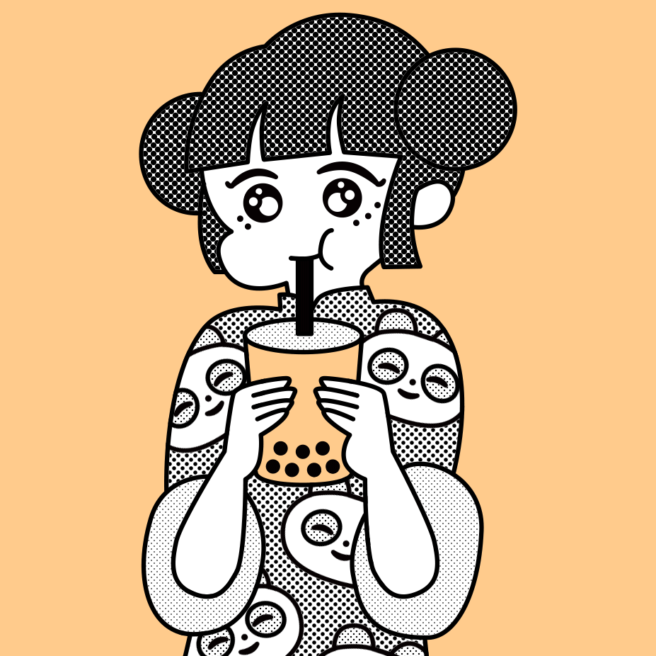 佐知子  gif Sachiko Oguri illustration | おおぐりさちこ — Bubble Tea☕️🐼