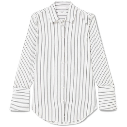 Equipment Rossi pinstriped cotton-poplin shirt ❤ liked on Polyvore (see more white striped shirts)