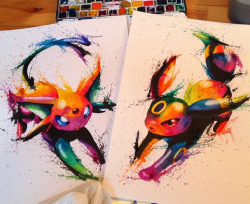 Nintendocafe:  Espeon And Umbreon Pokemon Art Created By Lisa-Marie Melin 