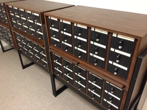 conservethis: A card catalog with a modern flair to it, probably from the 1970′s or so. 