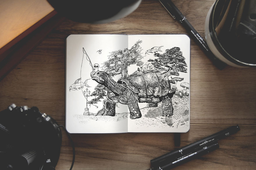 awesome-picz:    Surreal Creatures Bloom And Burst Across Sketchbook